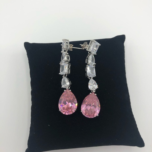 Pink Sapphire Multi-Stone Dangle Earrings - Picture 10 of 11
